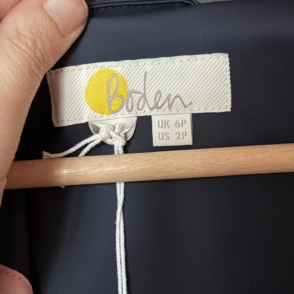 Boden Longline Raincoat Size 2 Petite in Navy Blue NEW - Picture 9 of 9